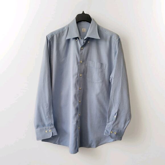 Peter Millar Mens Crown Cool Shirt Sz X Large Blue Pattern Long Sleeve Linen - Picture 1 of 5